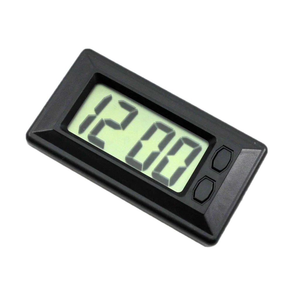 Car LCD clock classic digital clock with adhesive pad, time and date display