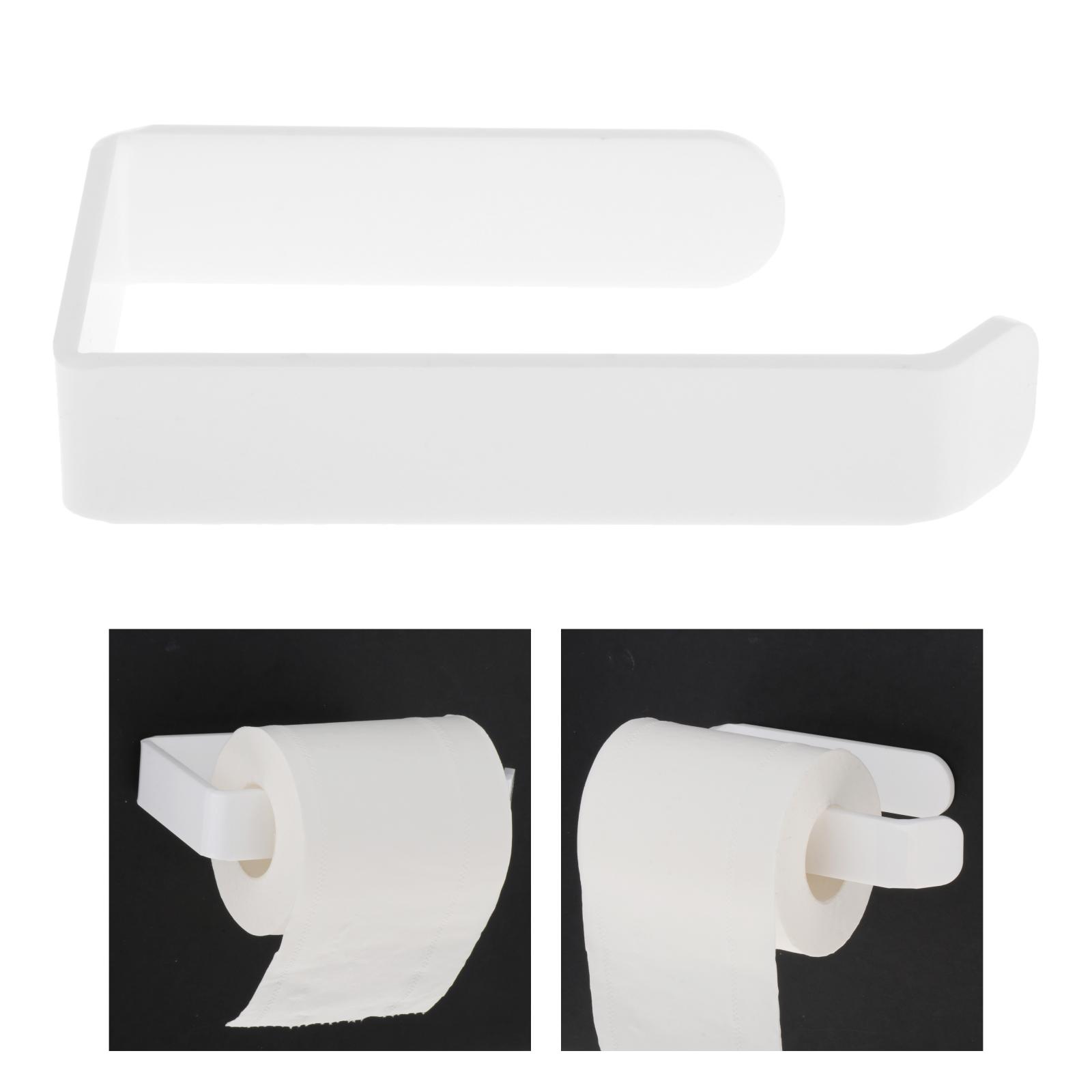 White Acrylic Toilet Paper Holder Wall Mounted Kitchen Bathroom Waterproof Towel Rack Accessories Shelf
