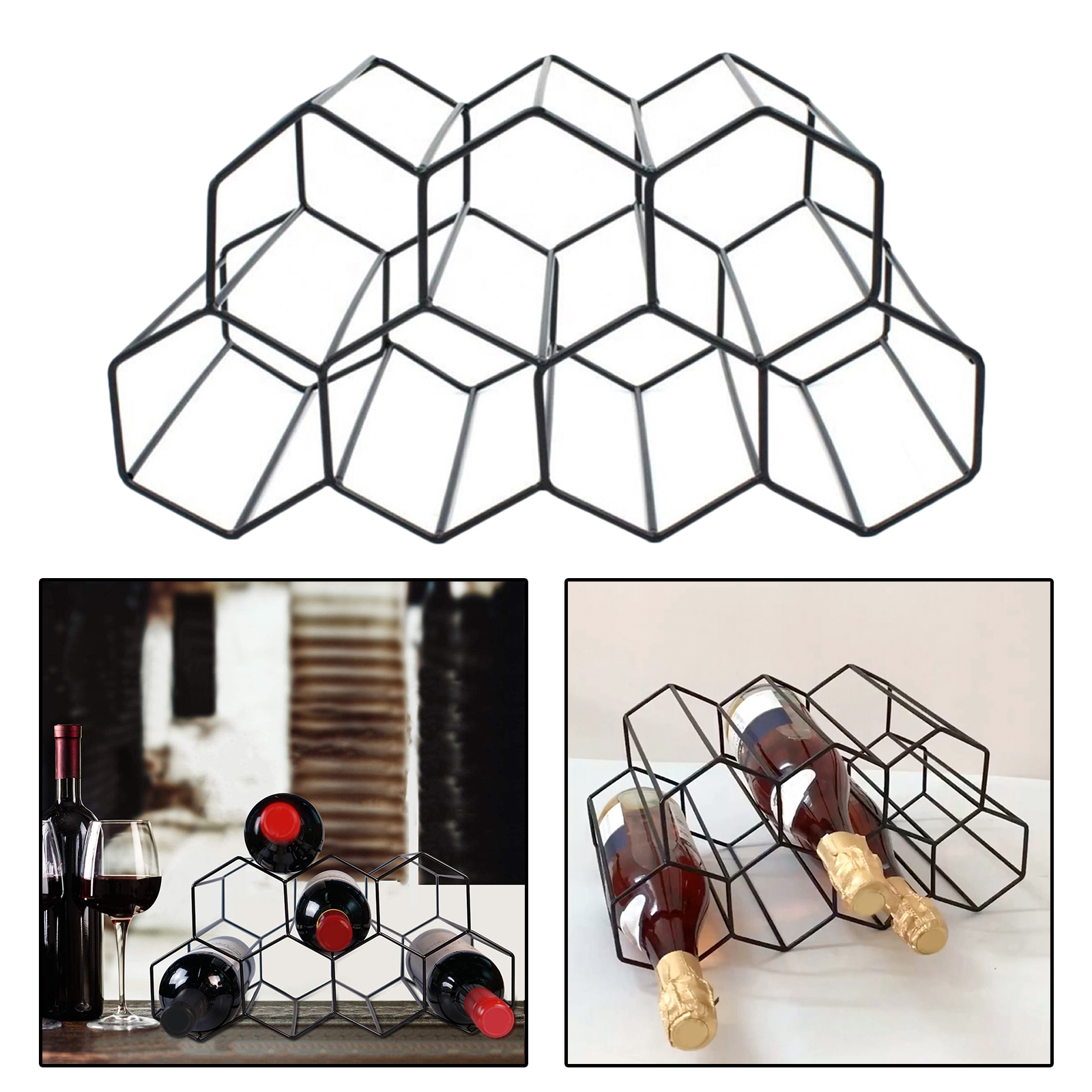 Geometric Metal Wine Racks Wine Holders for Table Top Mini Bars Home Cabinet