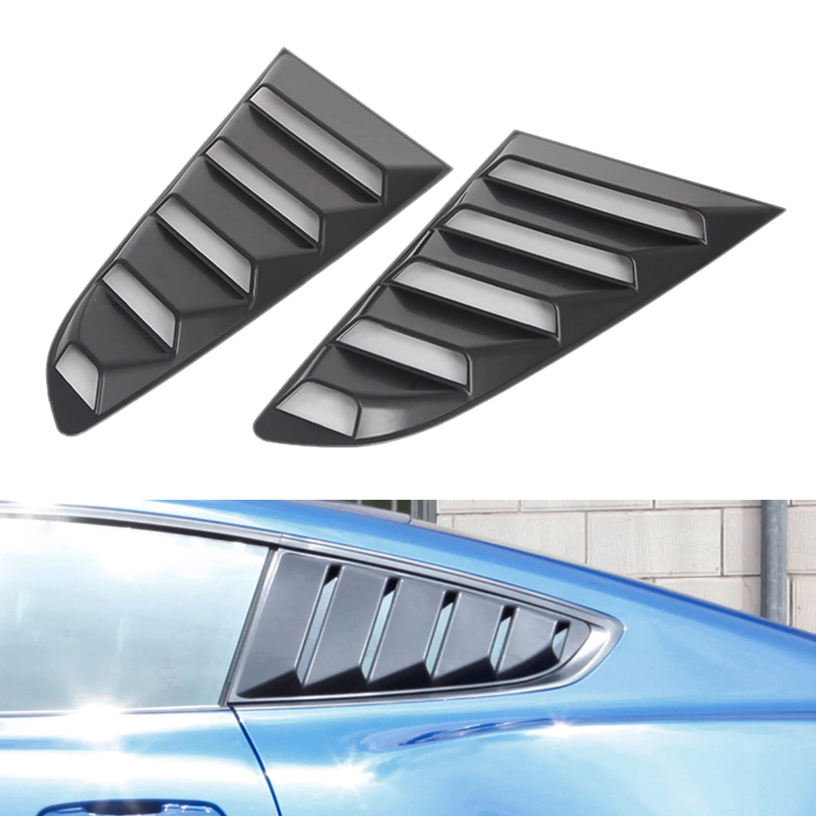 ABS Rear Quarter Side Window Louvers Spoiler Panel Air Vent Scoop Shades for Ford Mustang 2015 2016 2017 2018 2019 2020 2021