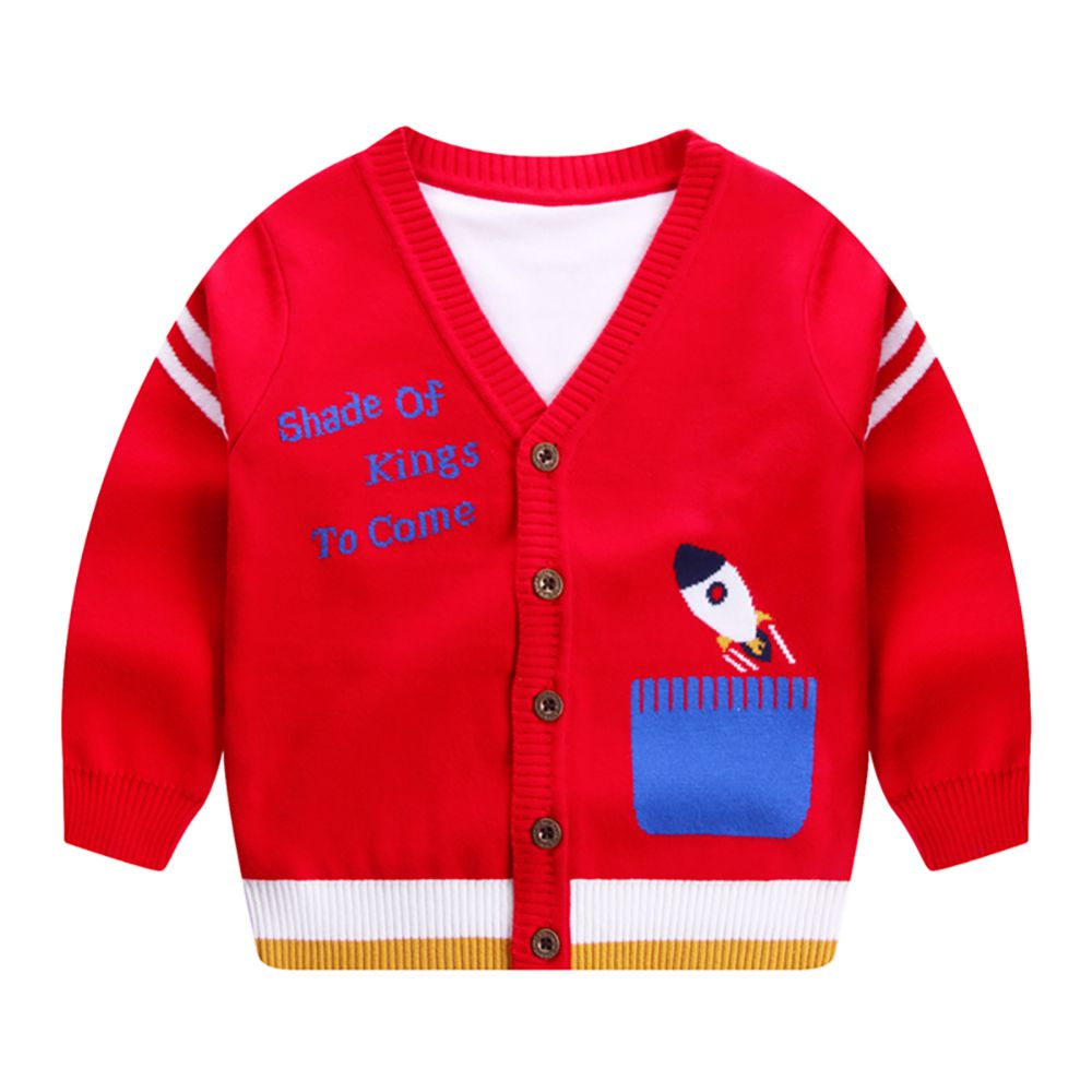 Jlong Spring Children Knitted Cardigan Coat Winter Baby Boys Girls V-neck Cartoon Outwear Autumn Kids Cardigan Sweater 1-7Y