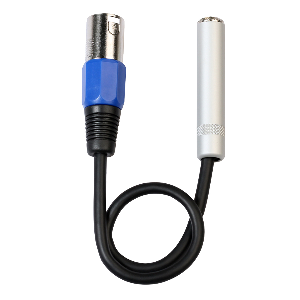 Stereo Audio 6.35mm Female Jack to 3-pin Male XLR Plug Cord 1ft 0.3 m