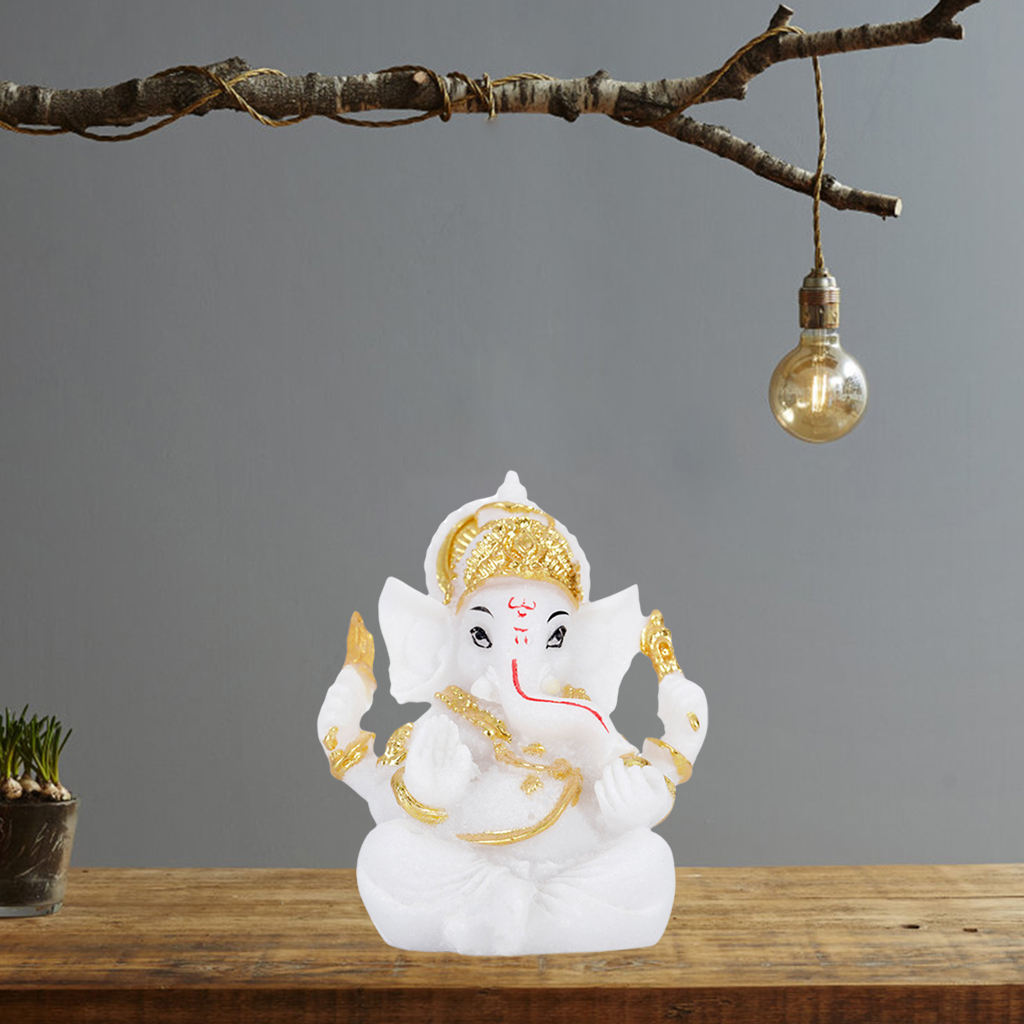 Collectible Lotus Elephant GOD Idol Ganesha Statues Statue Crafts Hindu Buddha Southeast Asian Decor for Temple Office Car Home