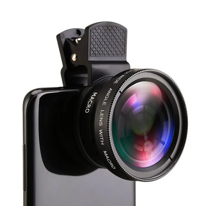 fisheye lens for phone 2 IN 1 Lens Universal Clip 37mm Mobile Phone Lens Professional 0.45x 49uv Super Wide-Angle + Macro HD Lens For iPhone Android sony lens camera phones