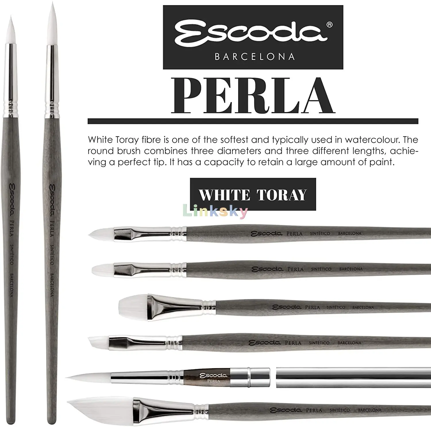 Escoda 1438 Perla White Travel Brush Set Of 3 