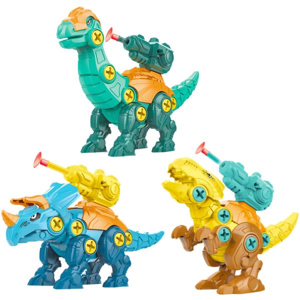 DIY Dinosaur Model Toy with Shooting Screw Nut Toys for 3-7 Years Old Children Kids Gifts