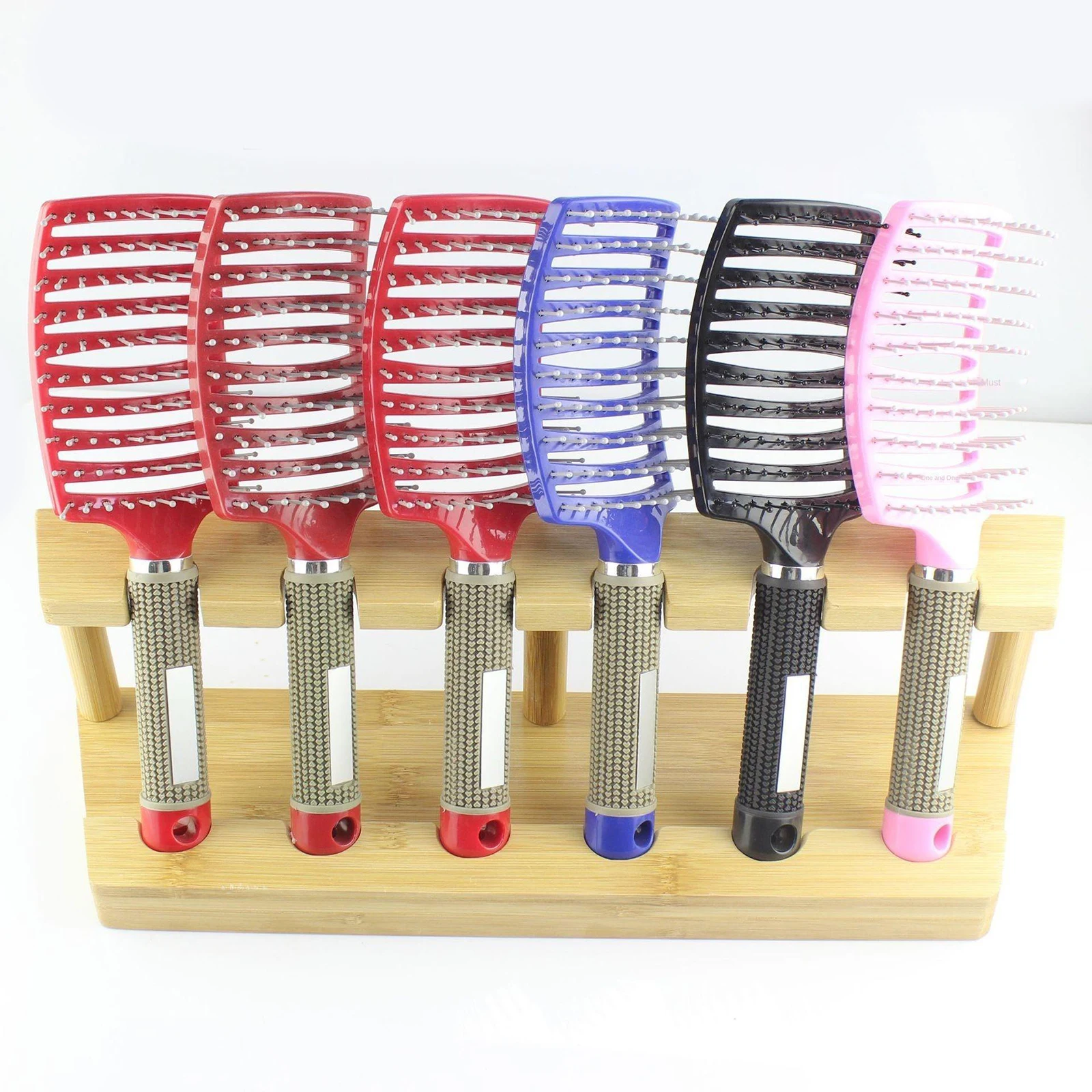Bamboo Hair Brush Round Comb Holder Display Rack Hair Styling Brush Stand -  Combs - AliExpress