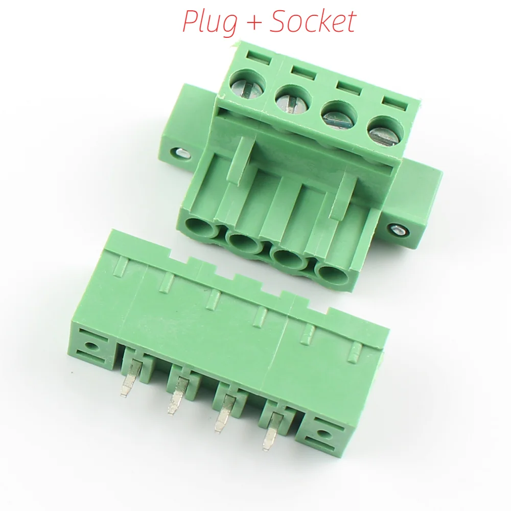 2Set 3.81MM New Pitch Right Angle 3P Plug-in Screw Terminal Block Connector 