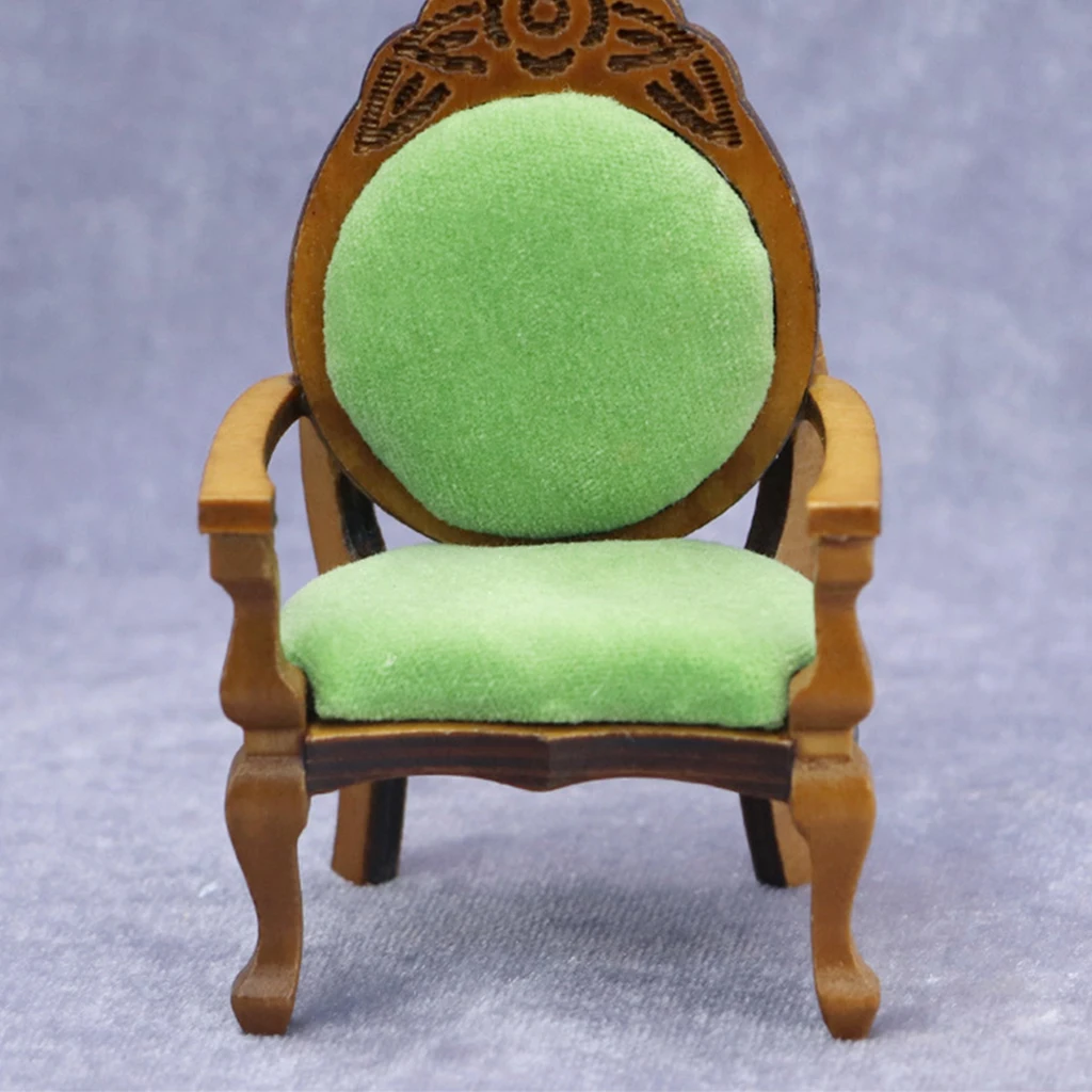 Dollhouse Modern Wood Chair, Dlocking Seat Chair 1:12 Dollhouse Miniature Home Decor Ornaments Furniture Model Playset