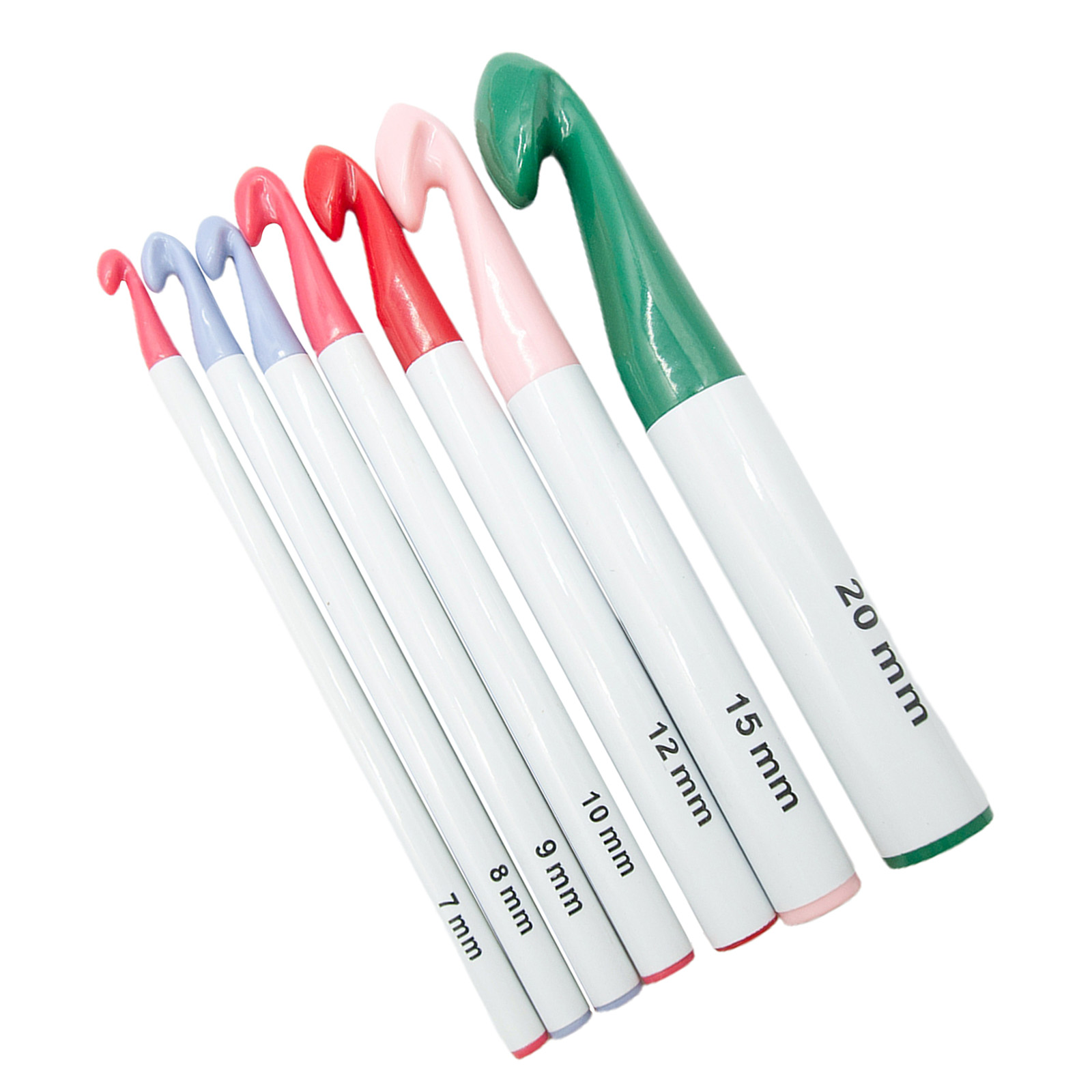 7pcs Crochet Hooks Different Sizes (7-20mm) Ergonomic Plastic Handle Crochet Knitting Needles Set DIY Craft Yarn Weaving Tools