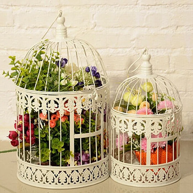 Wrought Iron Bird Cage White Bird Cage Decoration Hanging Flower Pot  Succulent Wedding Window Decoration Photography Prop - Wind Chimes &  Hanging Decorations - AliExpress