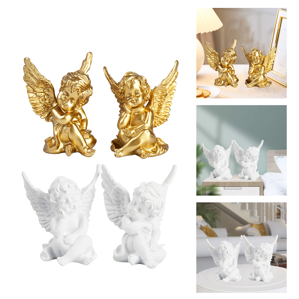 4pcs Cupid Angel Statue Tabletop Cherub Home Decorative Garden Ornaments 