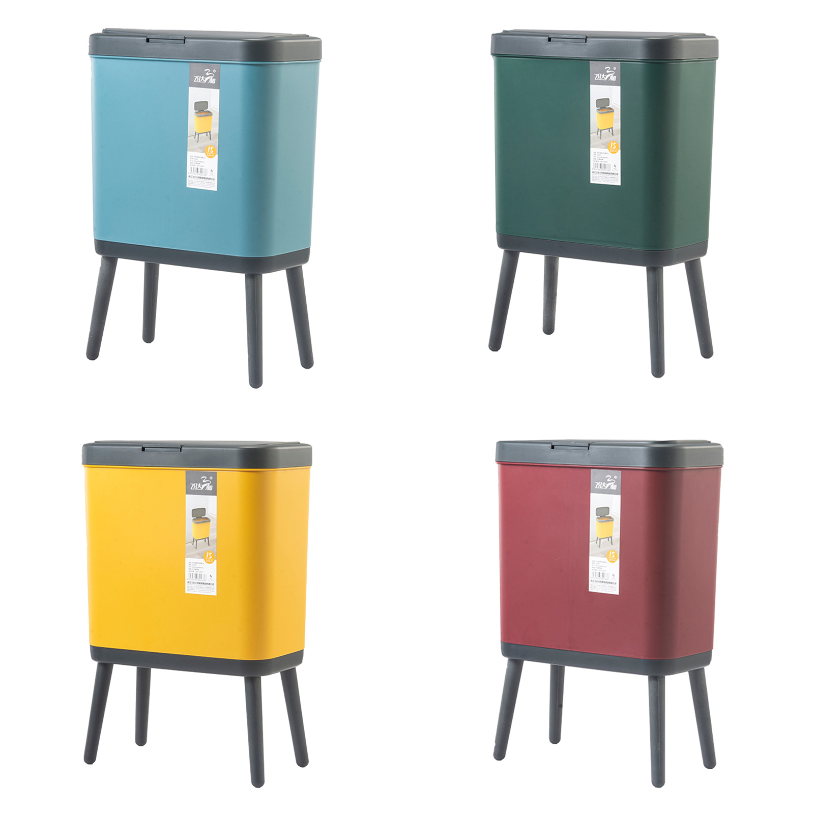 15L Kitchen Trash Can with Lid Garbage Can for Car RV Bathroom Office Camping Trash Bin Compost Bucket