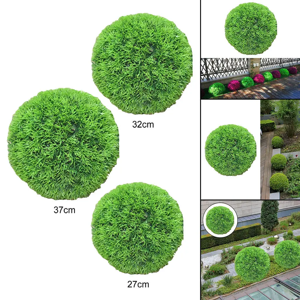 Artificial Topiary Ball Shrubs Faux Green Decorative for Outdoor Indoor Backyard Balcony