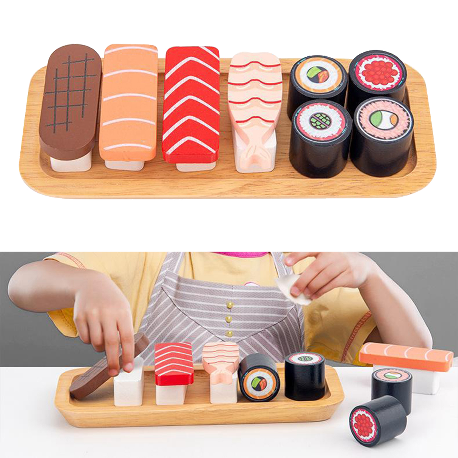 Wooden Sushi Set Food Toys Play Sets Enjoy Role Play Chef for Kids Children