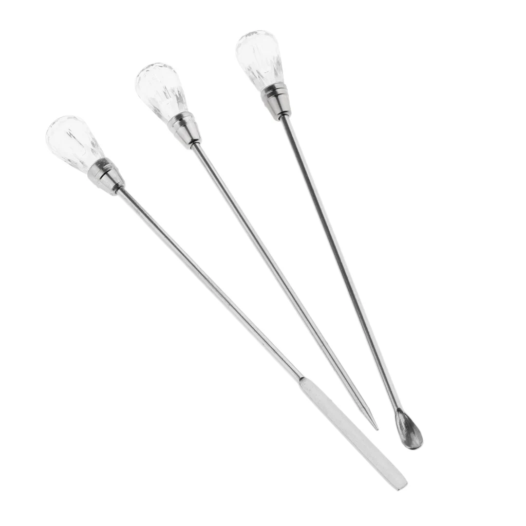 3Piece Nail Stirring Mixing Stick Rod Spoon,Microblading Eyebrow Pigment Rod
