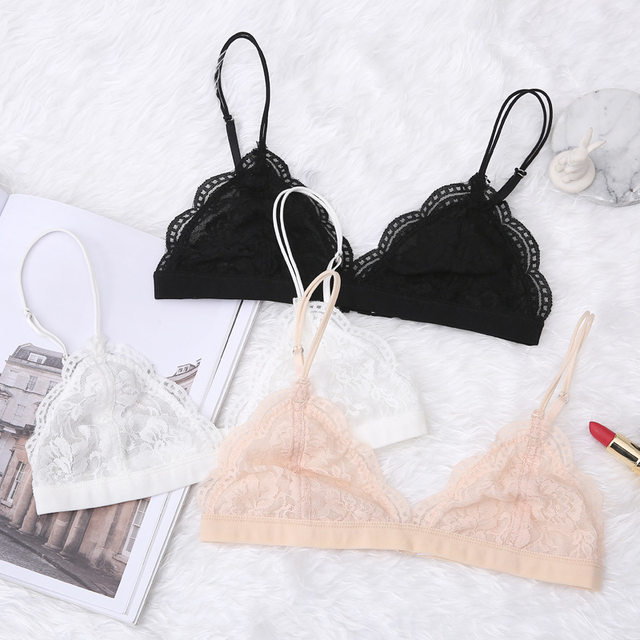 Womens Push Up Bras Sexy Triangle Brassiere Wire Free Lace Bra