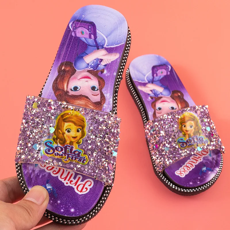 Girls' Cool Slippers Cartoon Summer Princess Shoes Princess Aisha Girls' Ice and Snow Strange Fate Indoor andOutdoorBabySlippers girl princess shoes