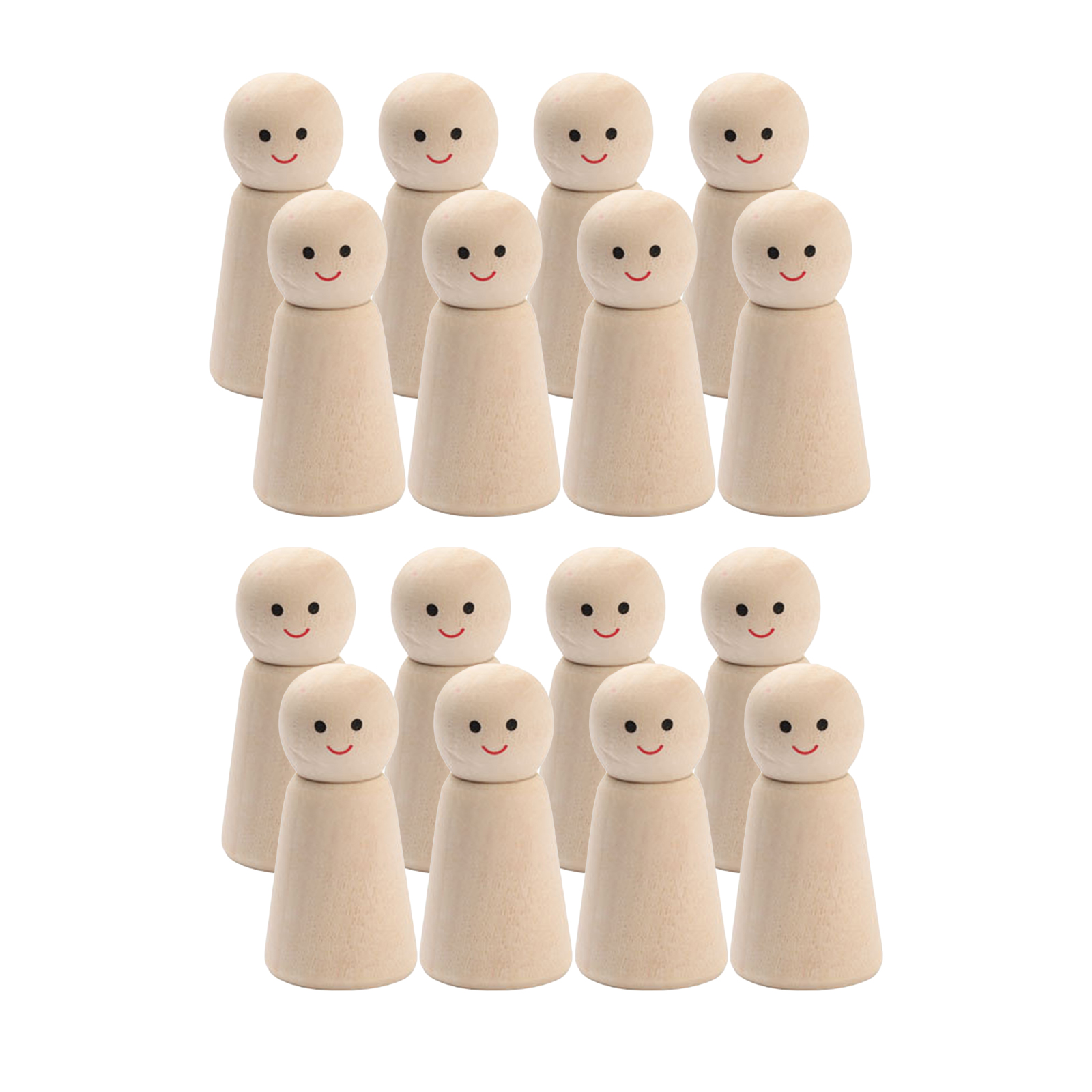 16Pieces Unfinished Wooden Peg Dolls People Unpainted DIY Woodworking Craft Woodcraft Toys