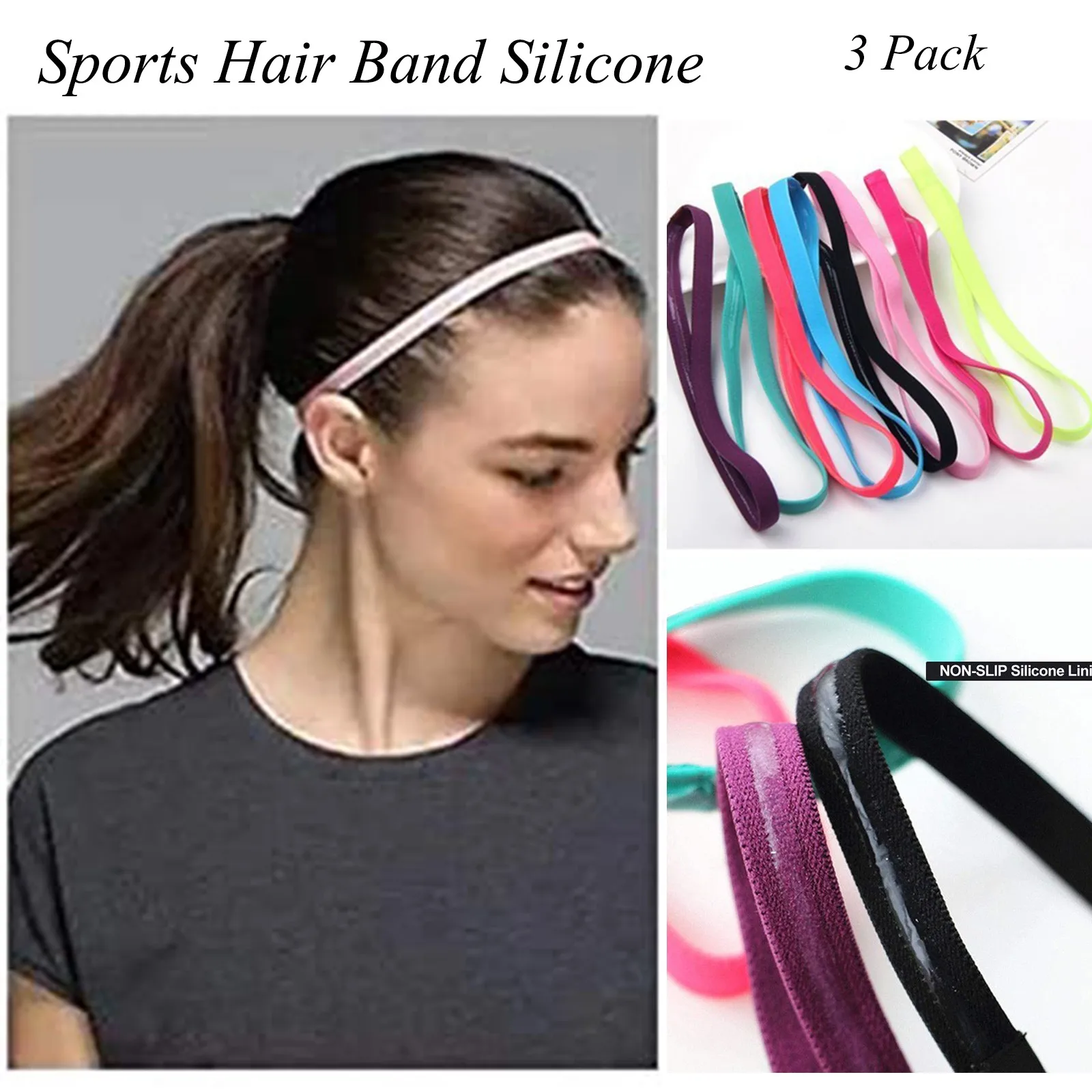 Nbg Sports Thin Headband Elastic Hair Band for Men Women for Outdoor Football Yoga Running,3 
