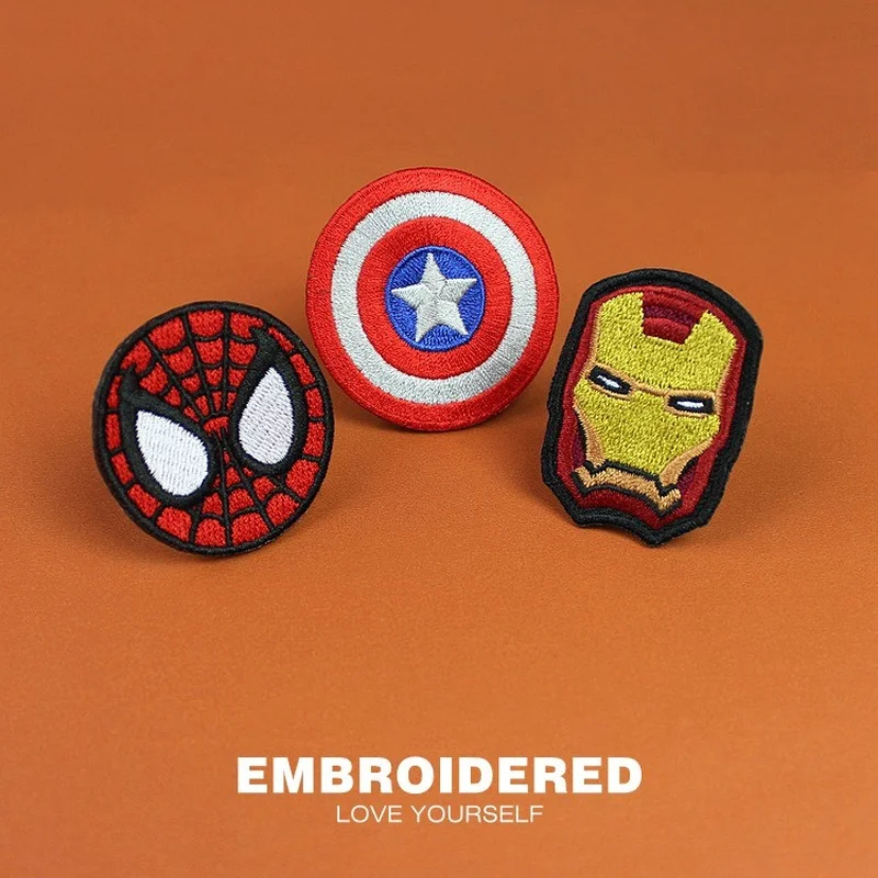 sewing material shop near me Marvel Iron man spiderman captain America superheroes patches anime cartoon clothes patches Garment stickers embroidery clothing Garment Labels