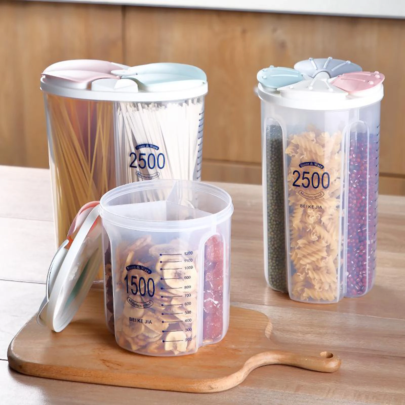 1500/2500ML Cereal Dispenser Storage Box Kitchen Dry Food Grain Rice Container