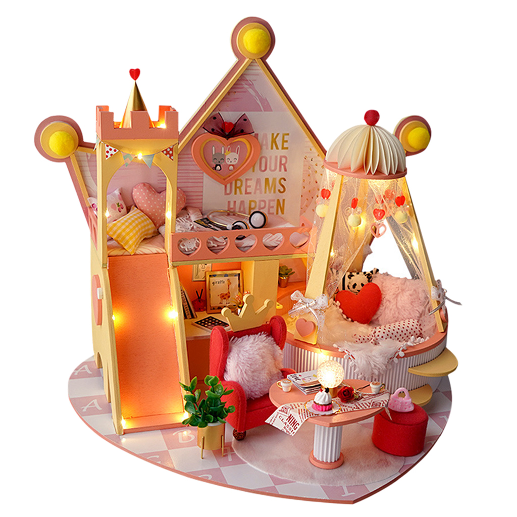 DIY Miniature Doll House Playroom Building Kit Musical Assembly Dollhouse Toy for Kids