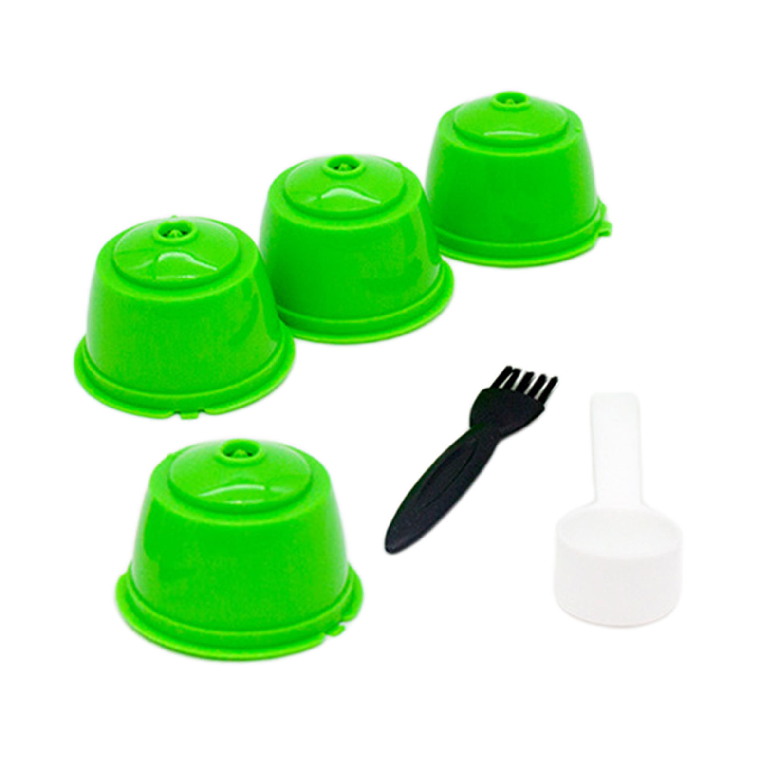 4pieces Reusable Coffee Capsule Coffee Pod Coffee Filter Cup with Brush Spoon for DolceGusto Coffee Machine Gifts