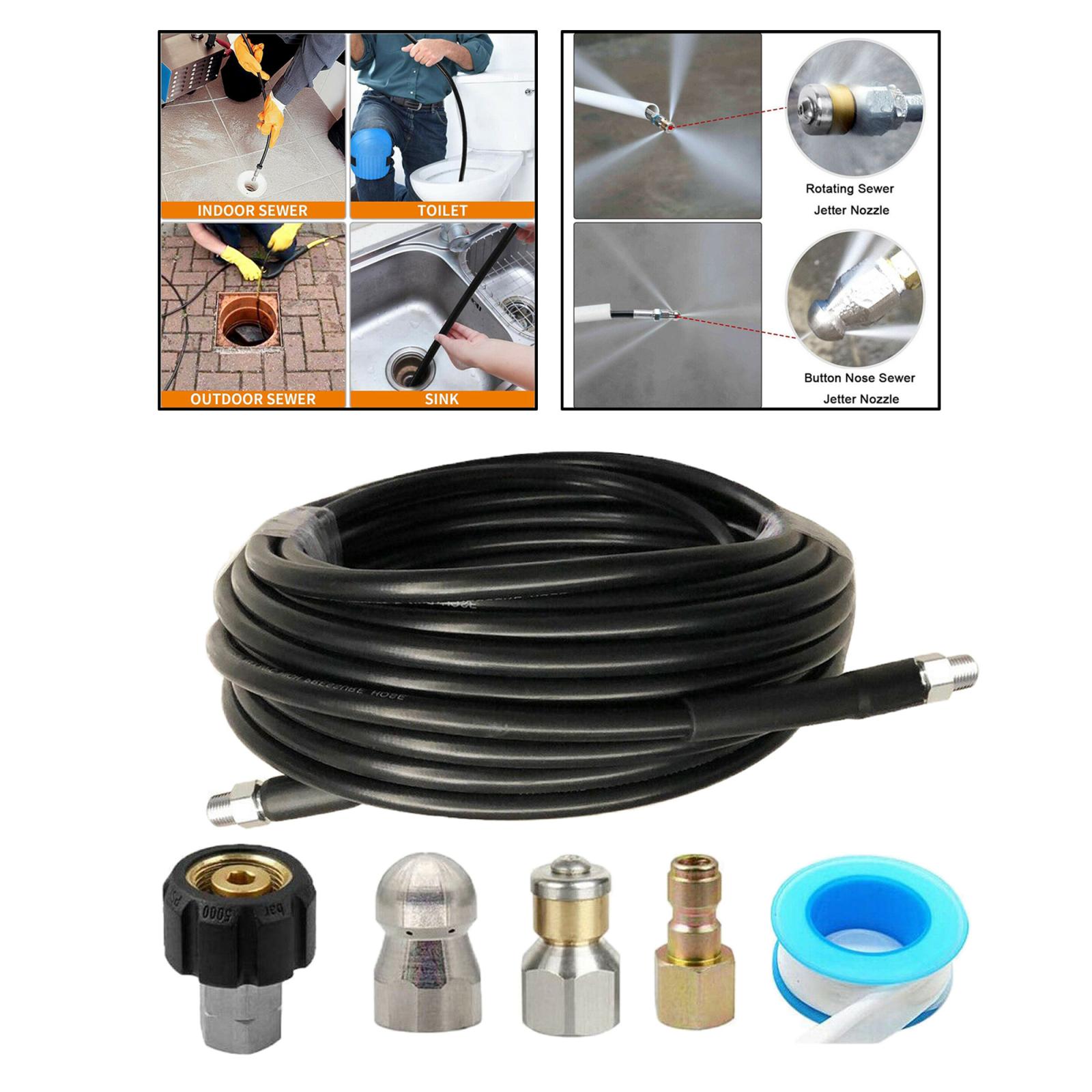 Sewer Jetter Kit for Pressure Washer, Rotating Sewer Jetter Nozzle Orifice 4.5 &