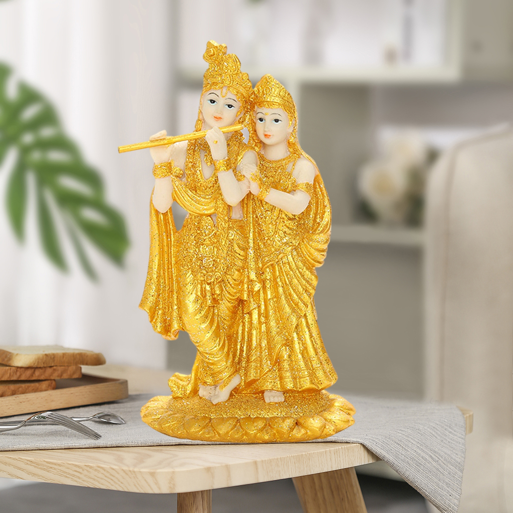 Radha and Krishna Buddha Statue Figurine Hindu God Goddess Deity Decor