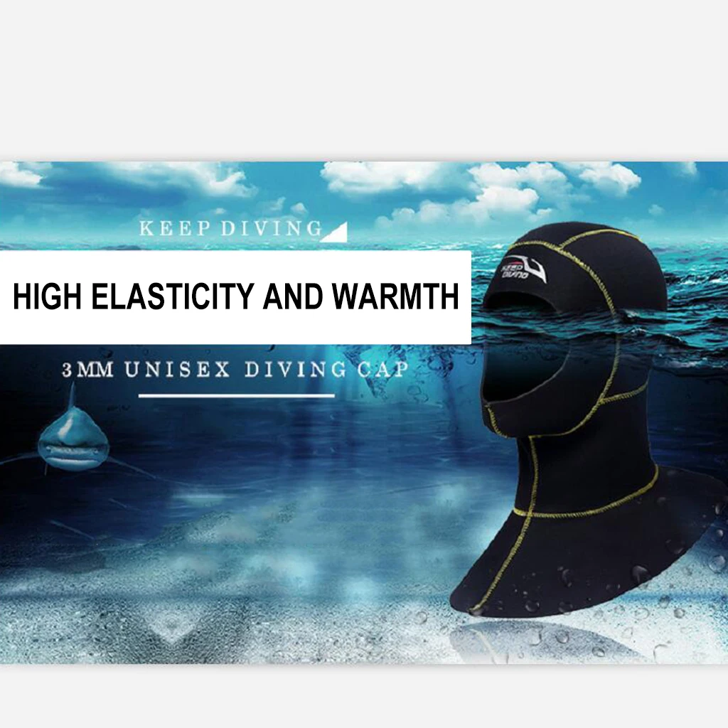 Wetsuit Hood 3mm Thermal Neoprene Diving Hood Hat Cap with Flow Vent Bibs,