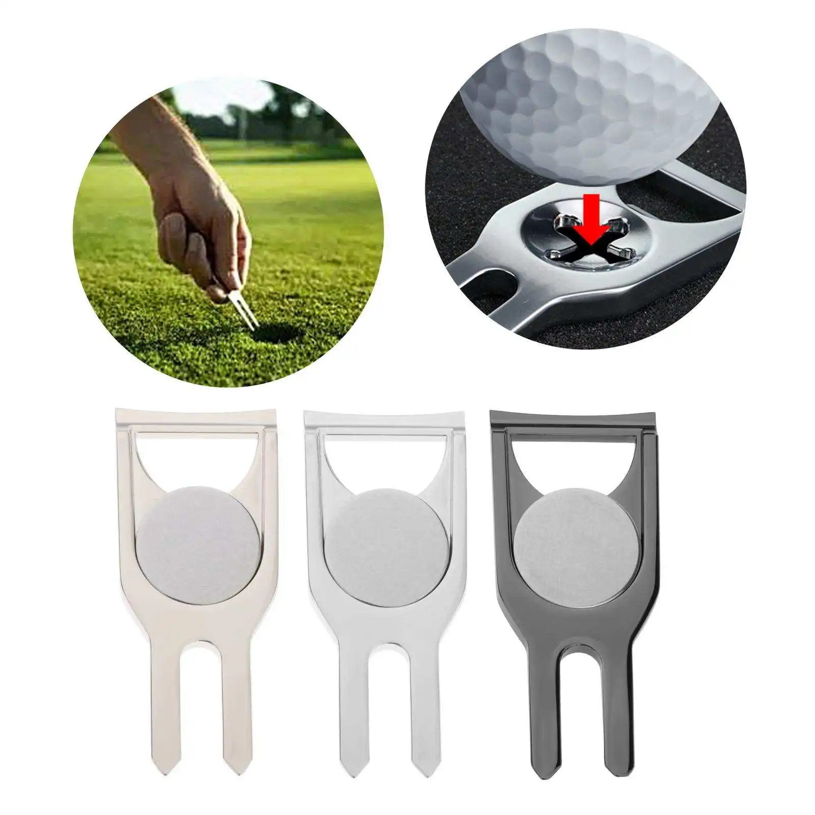 Golf Pitch Mark Score Counter Training Aids Foldable Multifunctional Lawn Golf Divot Portable Putting Green Fork Repair Tools