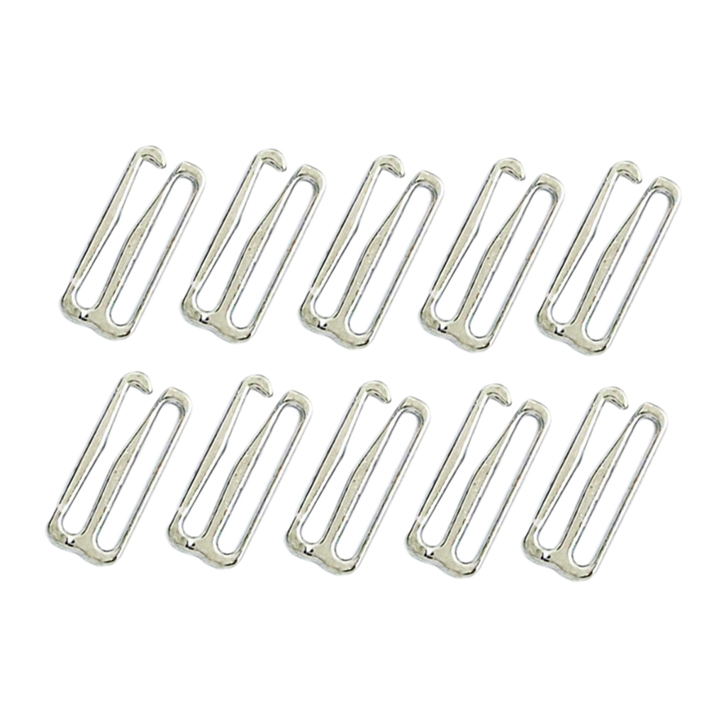 10 Sets Nylon Coated Metal Lingerie Adjustment strap slides Hardware Sewing Clips Clasp Hooks for Bra Strp (25mm, Silver)