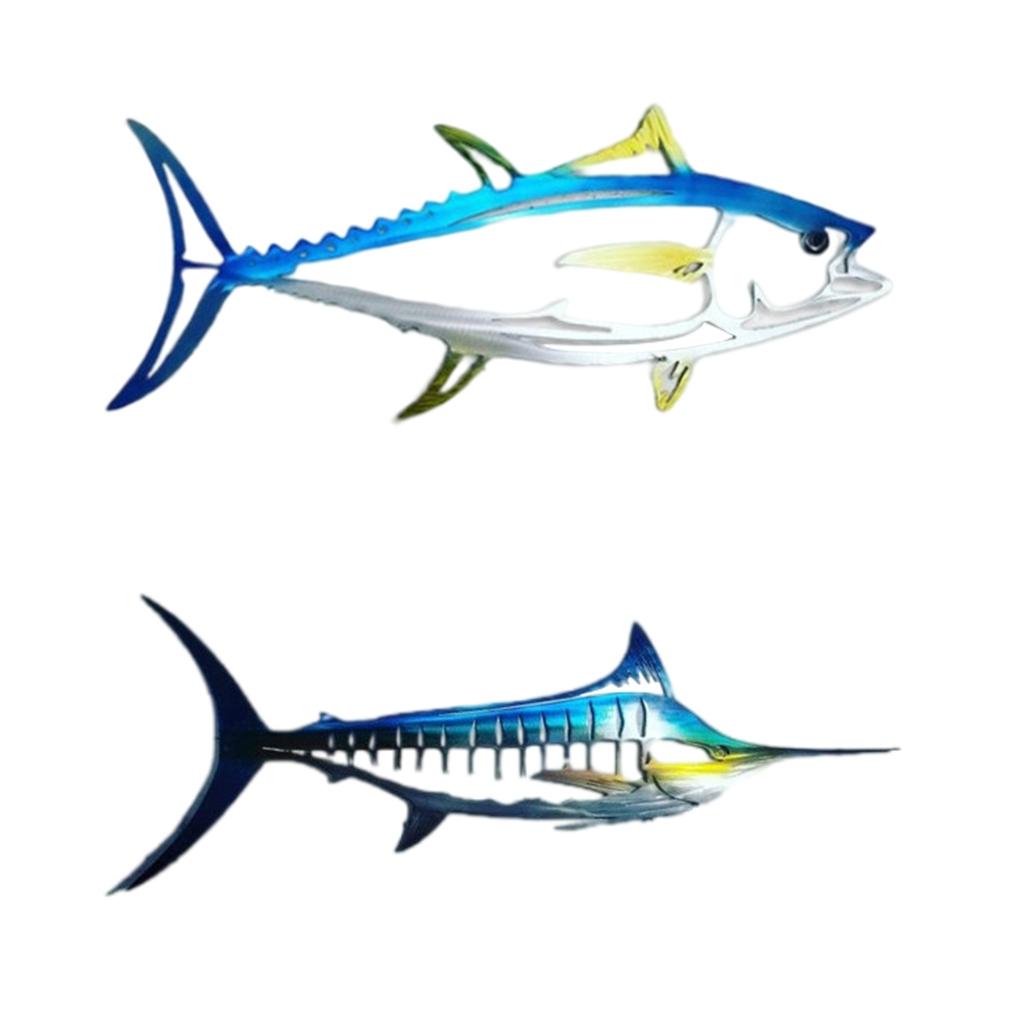 2x Coastal Large Metal Shark Wall Art Decor Outdoor Hanging Wall Sculpture