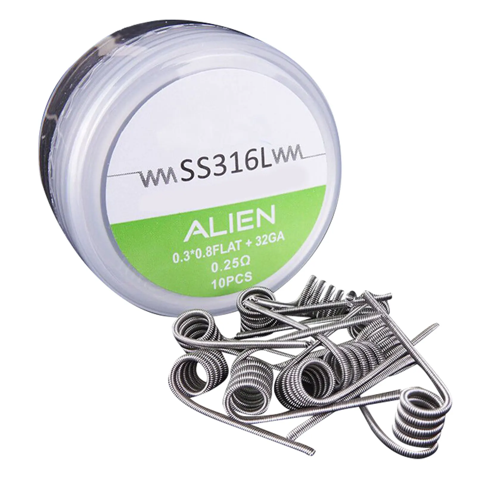 2x SS316L 6 Wrap Alien Coils + free coils! TC/VW, Stainless Steel 26/36g 