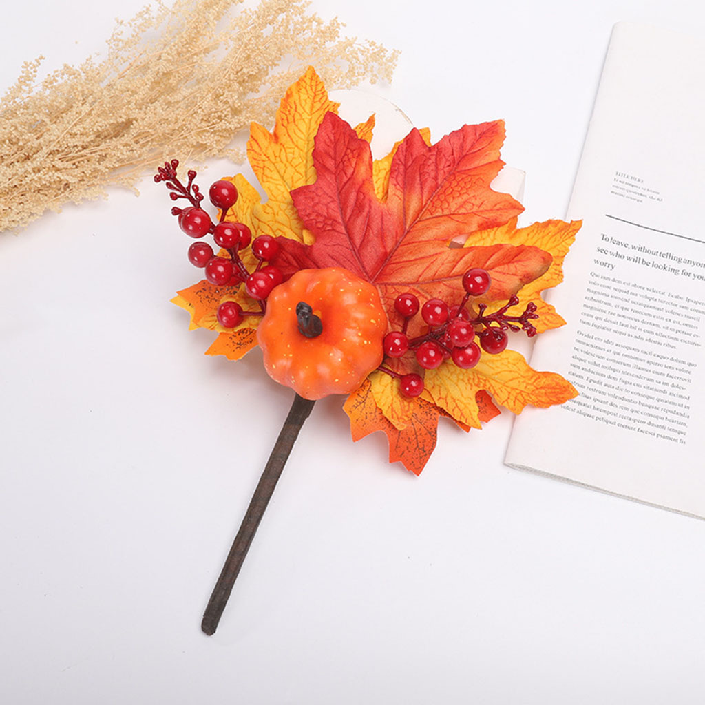 Plug-in Artificial Maple Leaves Vine with Pumpkin Garland Crafts Halloween Decor Events Home Kitchen Autumns Table Decoration