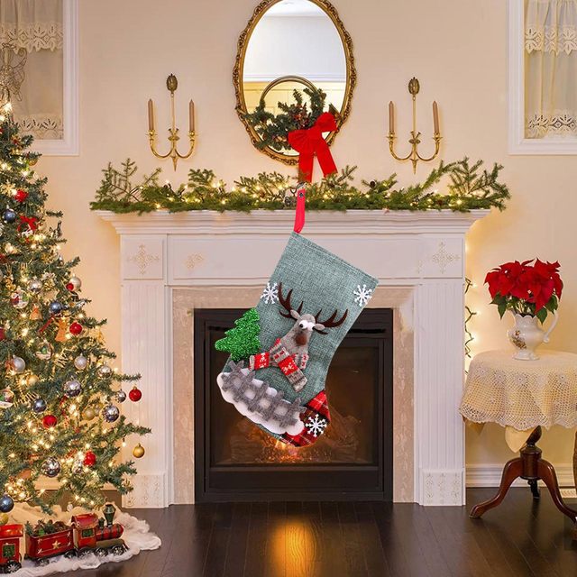 Non-Woven Socks Christmas Elf Socks Fireplace Christmas Tree Pendant Dot  Print Decorative Christmas Gift Socks _ - AliExpress Mobile