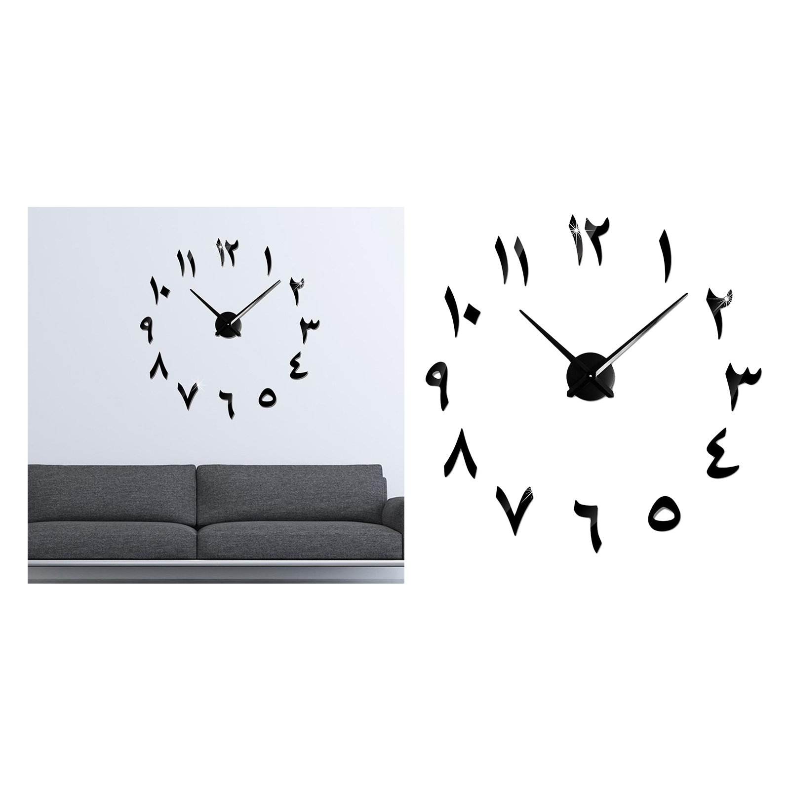 3D DIY Wall Clock, Large Wall Sticker Clock , Acrylic Wall Clock Sticker Mirror Wall Clock Decor for Living Room Study Bedroom