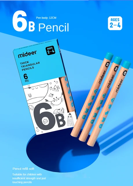 Mideer 2B 4B 6B Thick Triangular Pencils Children Beginner Kindergarten  Triangle Charcoal Pen Sketching Pen Kids Drawing Toys - AliExpress