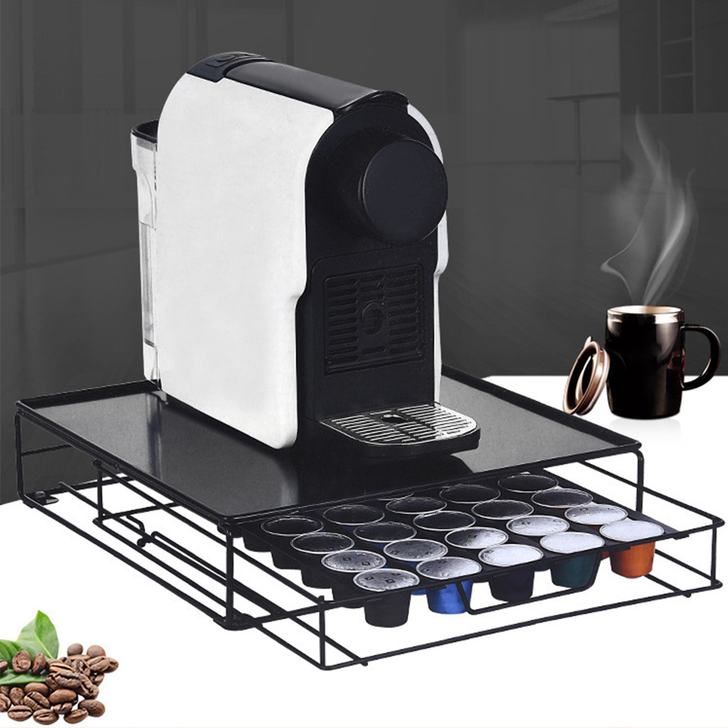 Iron Coffee Pod Drawer Holder Keeper Kitchen Basket Organizer Kitchen Counter Organizer for Kitchen Bar Hotel