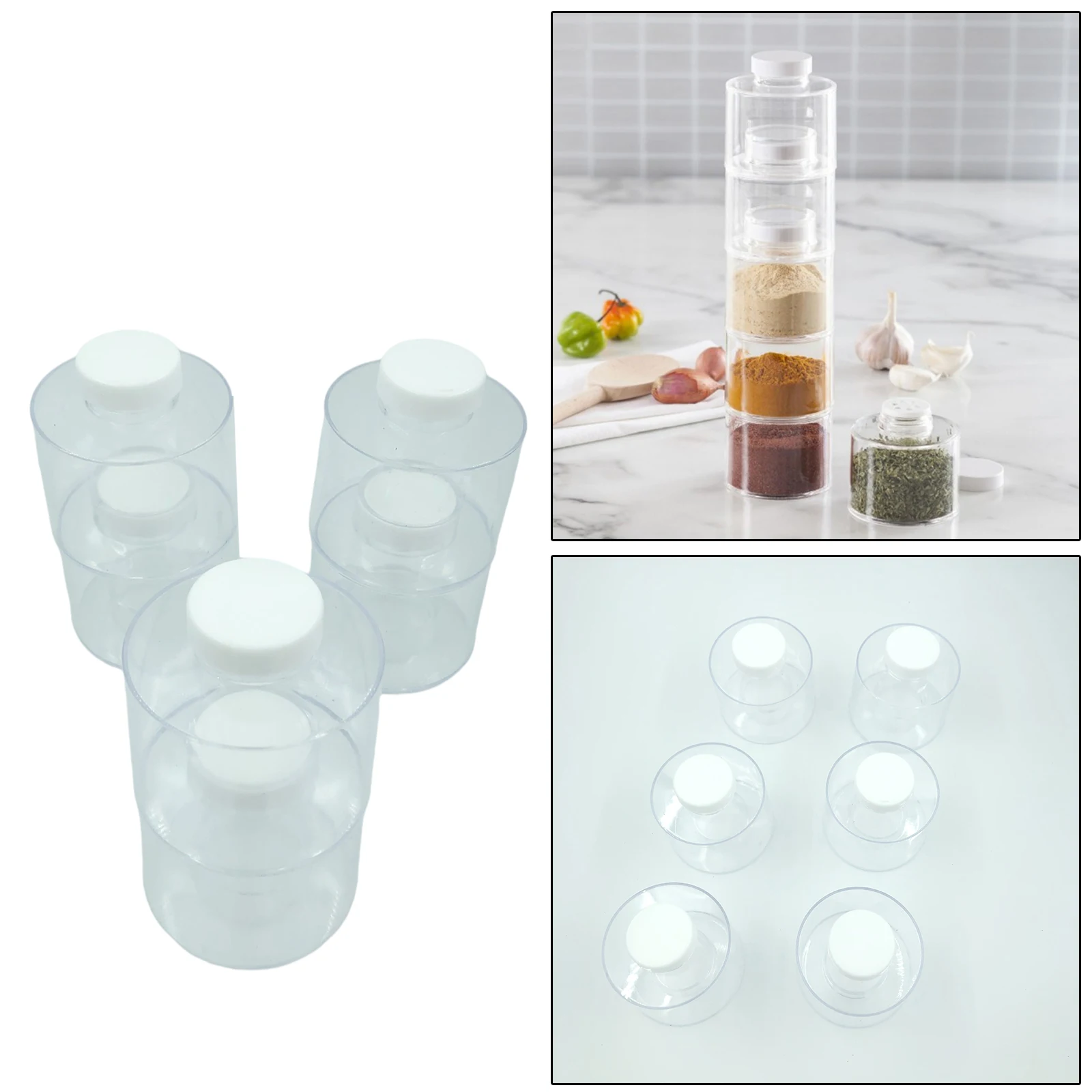 6 Pcs Camping Spice Jar Container Stackable Seasoning Condiment Storage Box Tableware Canisters for Outdoor BBQ Picnic Travel