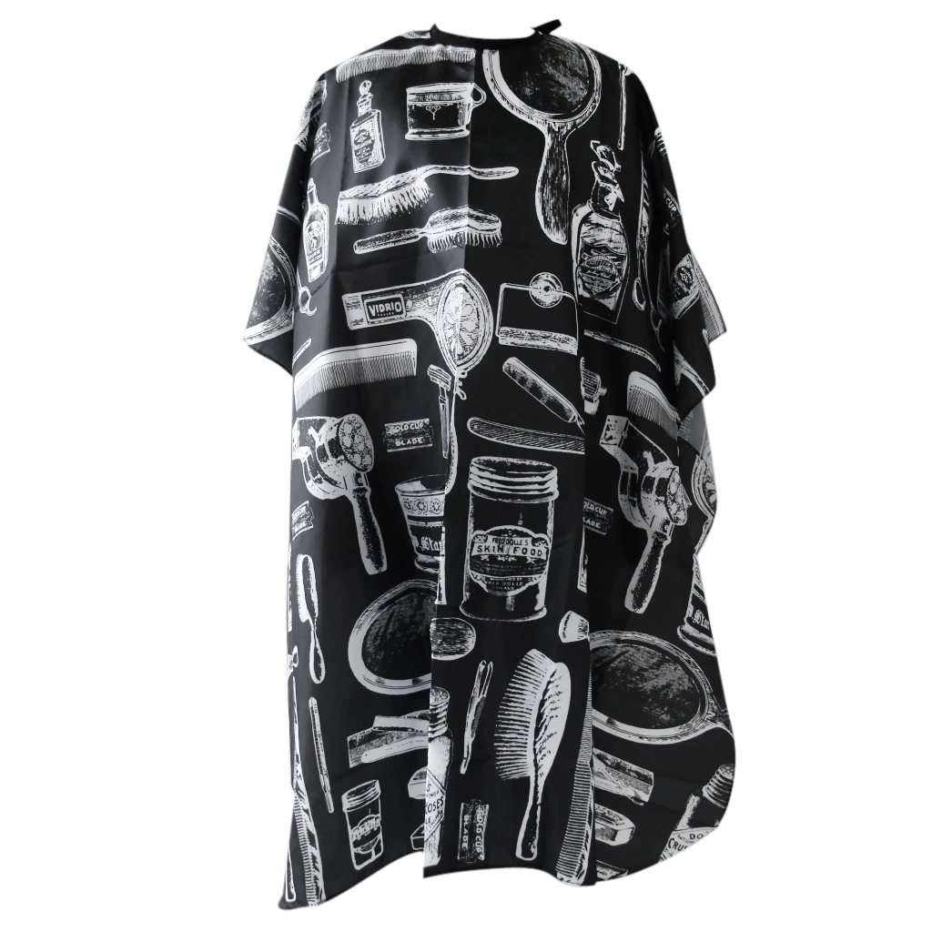 Fashion Cutting Cape Polyester Waterproof Hair Gown Wrap Black 100x116cm