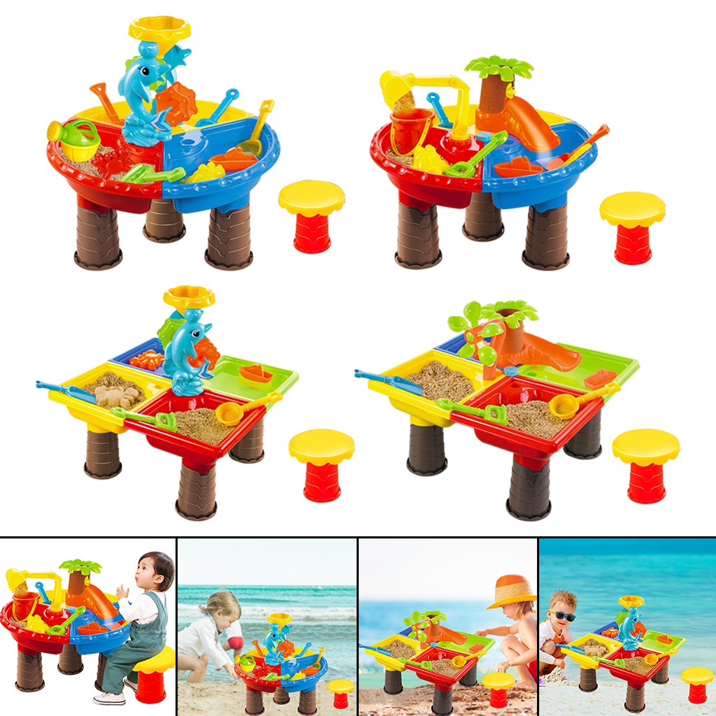Sand Water Table Toy Toddler Sandbox Activity Table Kids Summer Beach Toys Outdoor Kids Play Sand & Water Table Toy Gifts