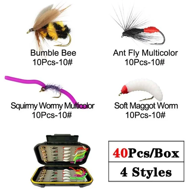 25-100Pcs Outdoor Fly Fishing Flies Assortment Waterproof Fly Box