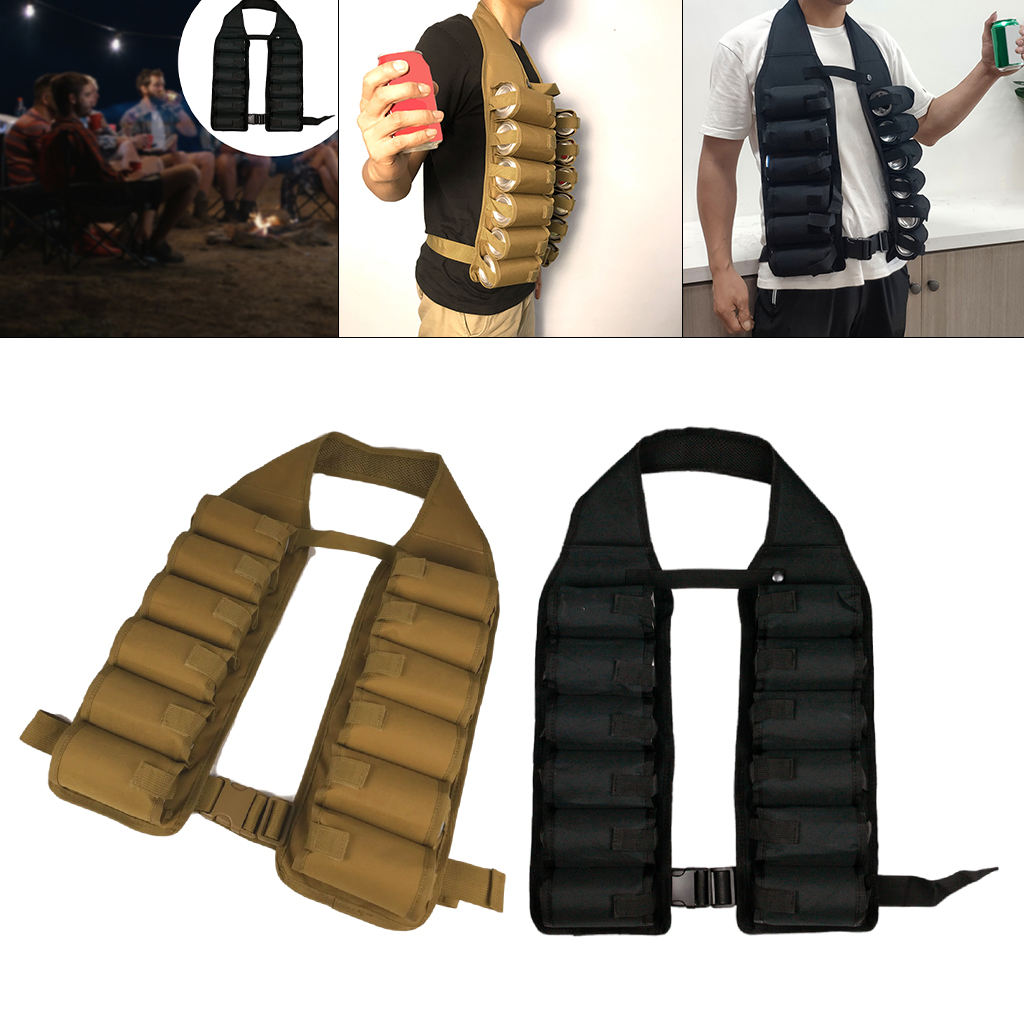 Drinking Vest 12-Pack with Inside Money Holder Beer Can  Beer Holster for Picnic Camping Travel Men