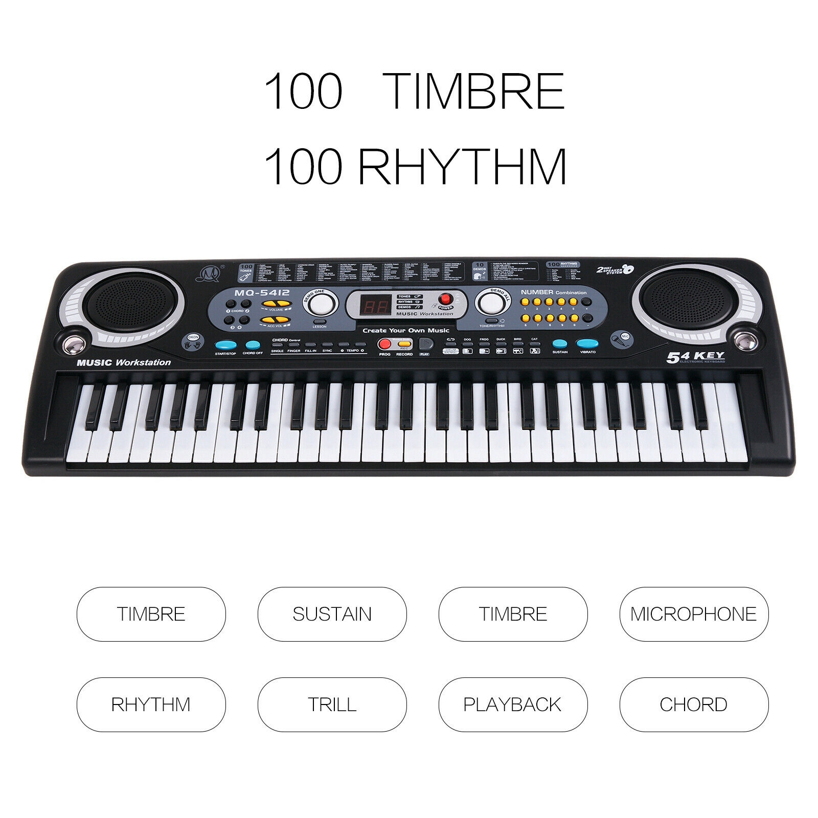 USB Powered 54 Key Digital Music Electronic Keyboard Key Board Electric Piano for Kids Birthday Gift