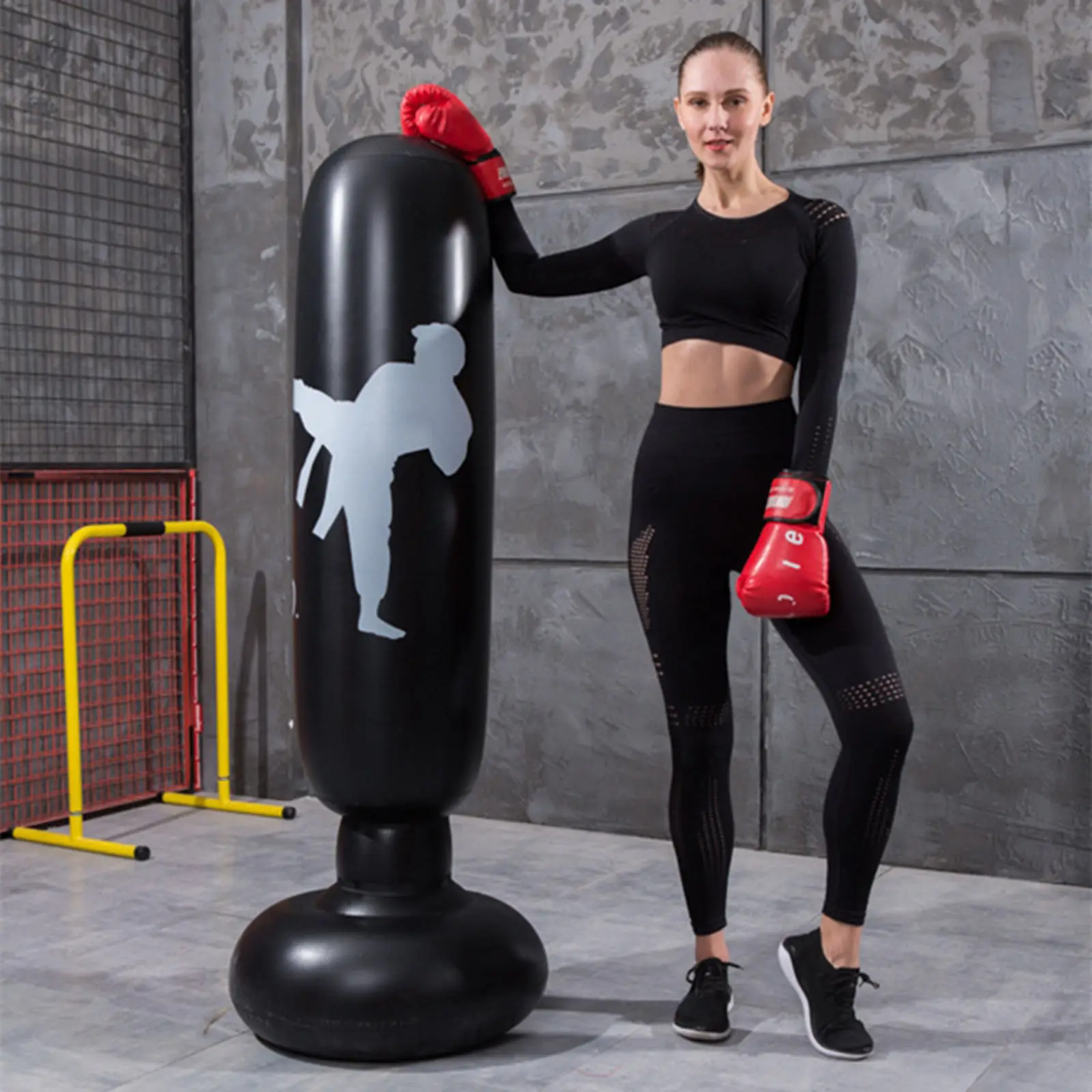 Inflatable Punching Bag for Kids Adults 160x65cm Boxing  Training Sand Bag with Stand Punch Bag for Karate Training