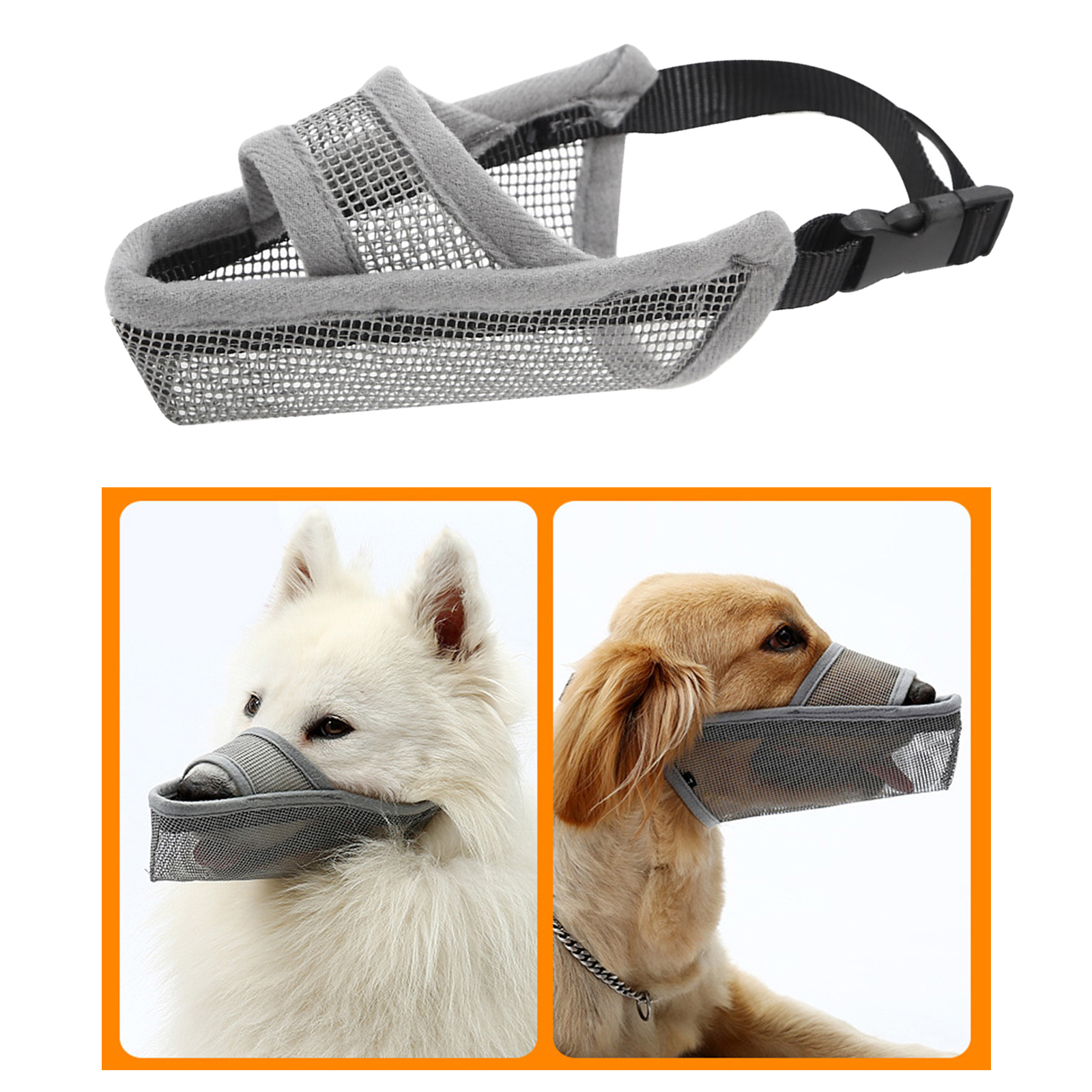 Breathable Soft Dog Muzzle for S M L Dogs Air Mesh Pet Mesh Muzzle Dog Mask Anti-Barking for Long Snout Dogs