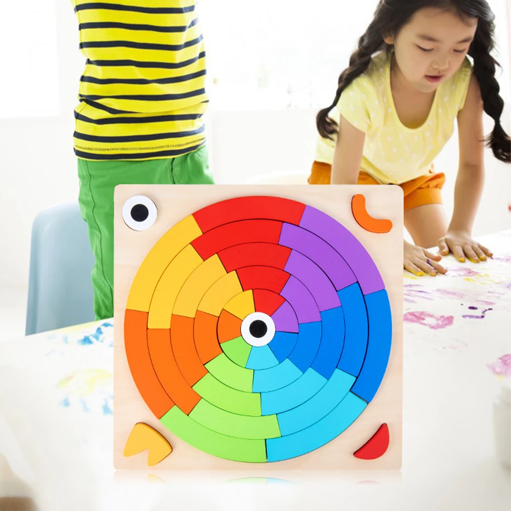 Building Blocks Wooden Rainbow Jigsaw Toys Stacking Stimulate Imagination Color Cognition Development Playful Learning