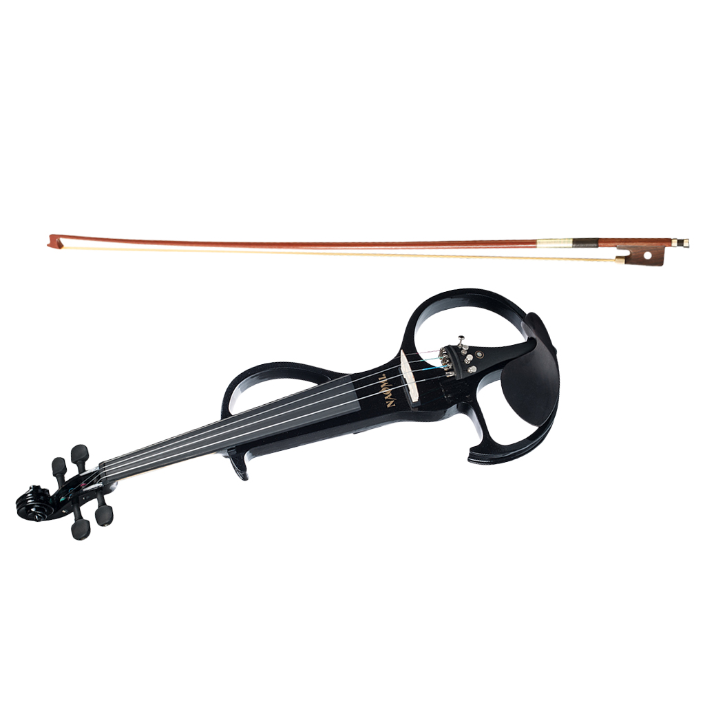 Electric Violin Set 4/4 Solid Wood Silent Violin, Fittings Ebony, Rosin, Storage Cases